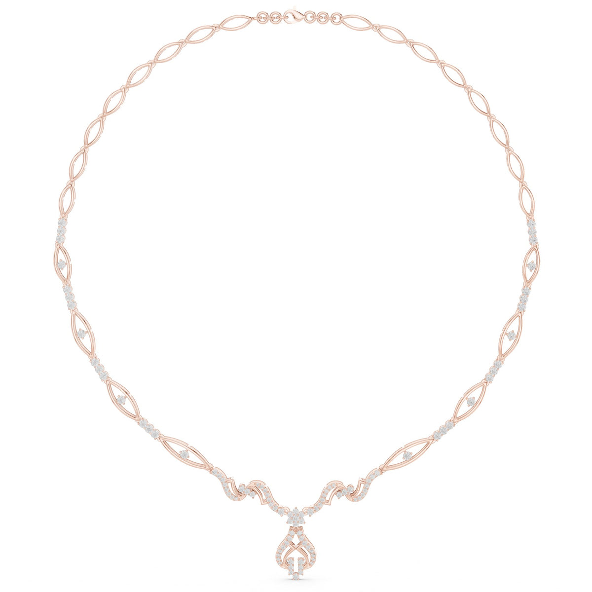 Round The Throat Necklace in rose gold, link detail