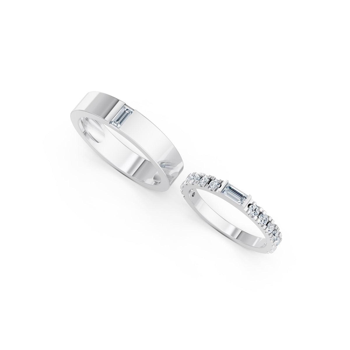 Side By Side Rings in white gold, top view