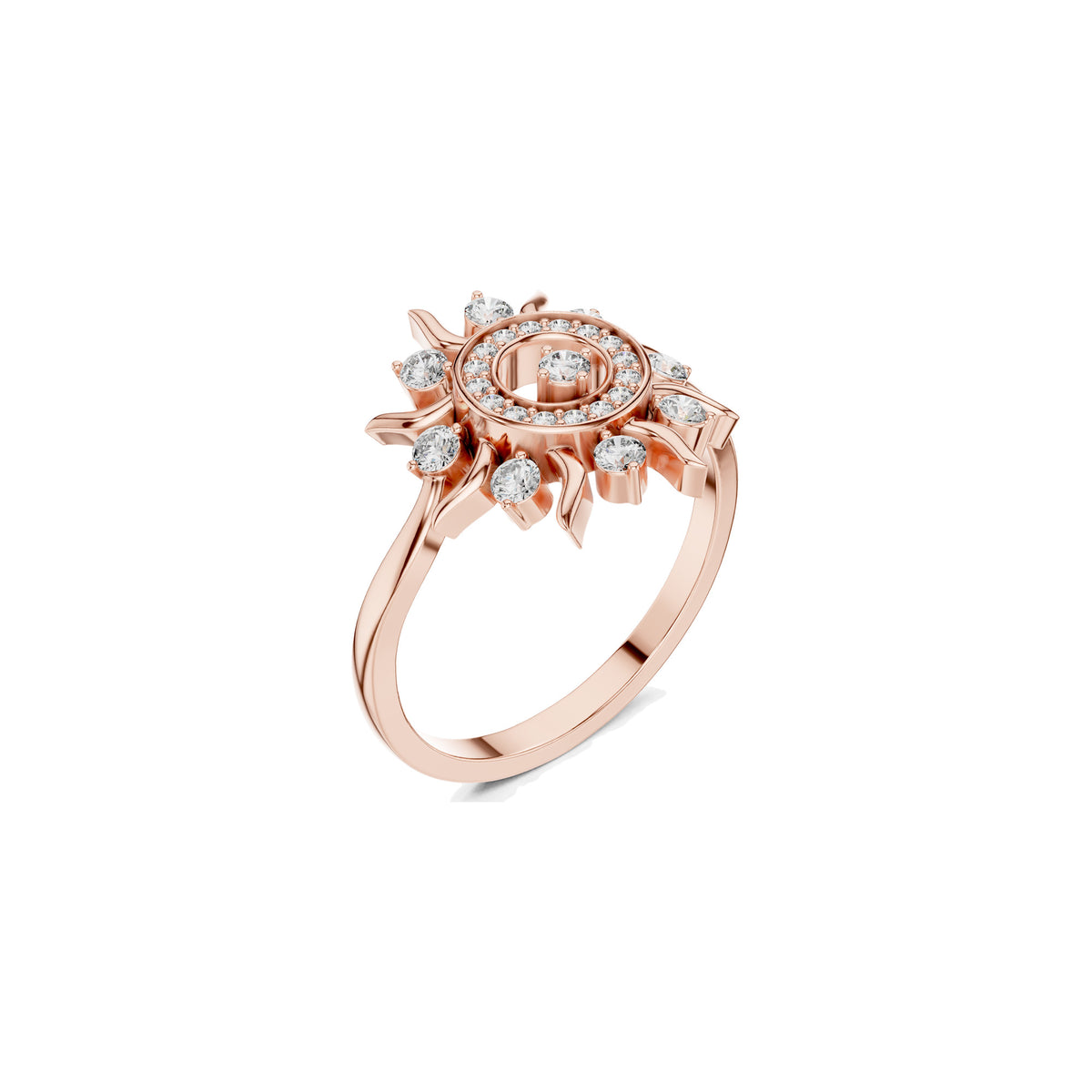 Spread Over The Finger Ring in rose gold, three-quarter view