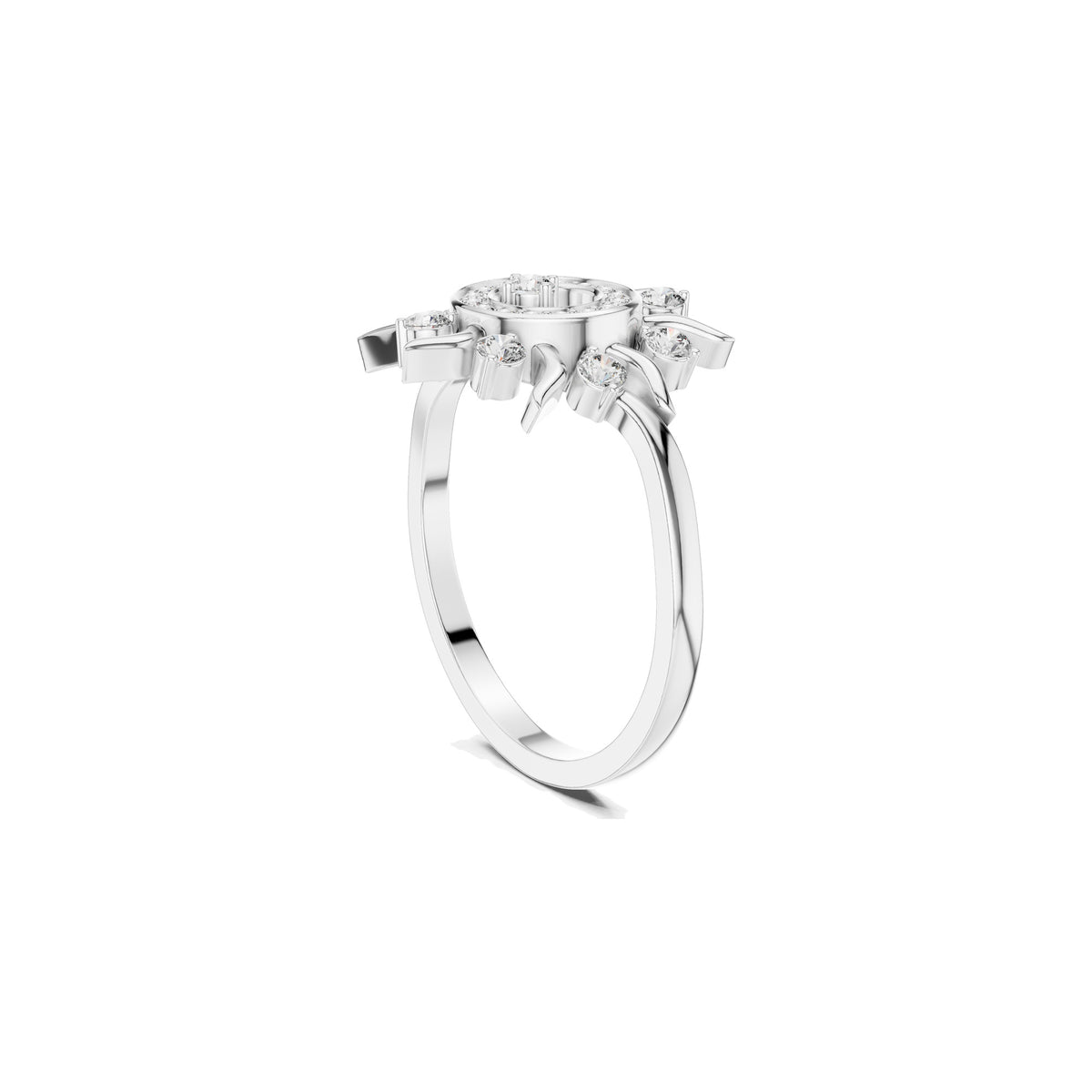 Spread Over The Finger Ring in white gold