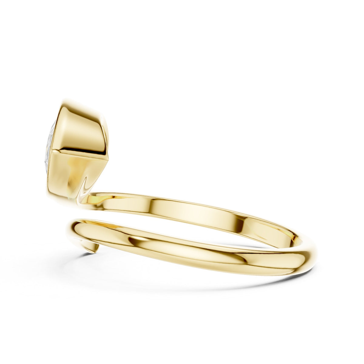 Swept Over The Finger Ring in 18KT yellow gold, side view