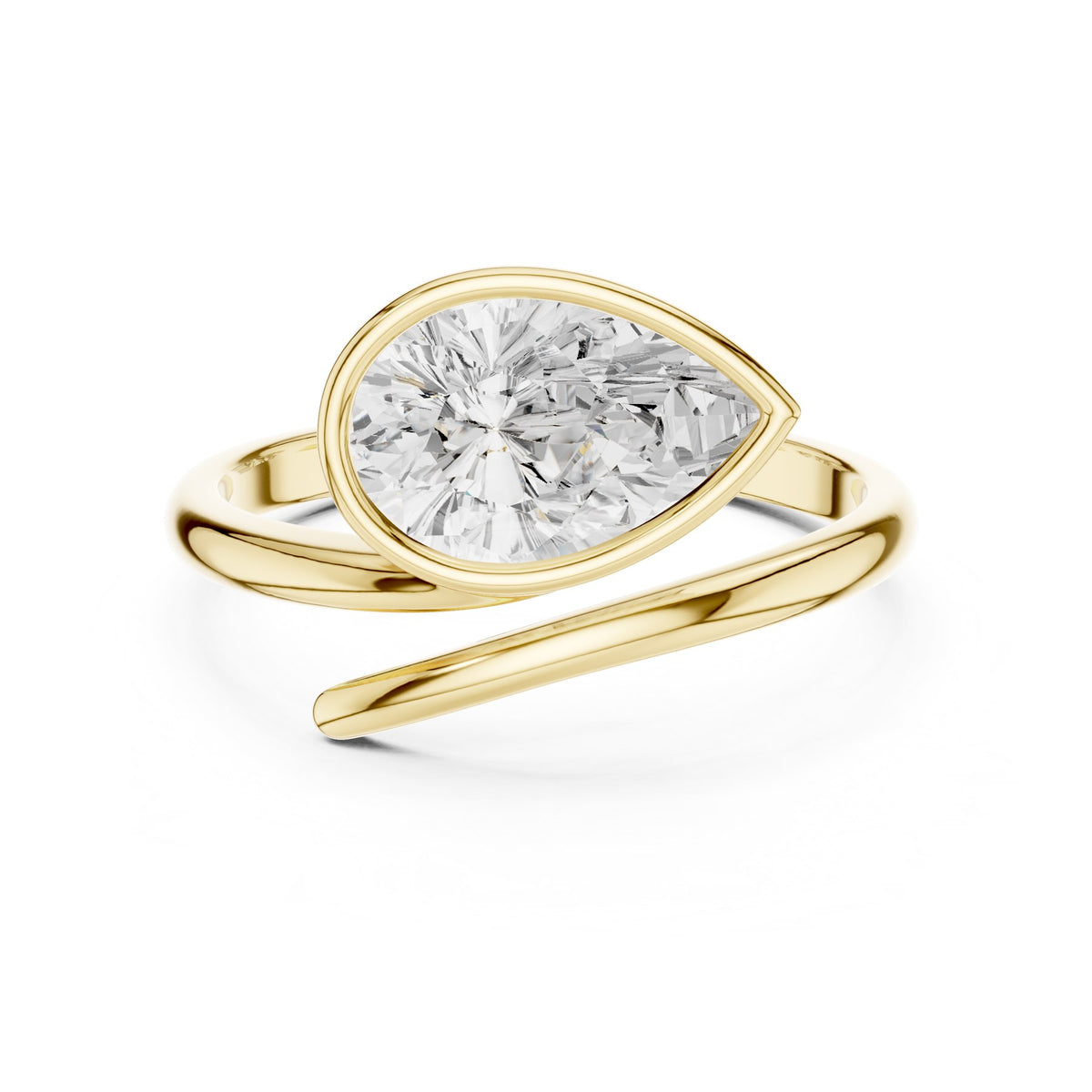 Swept Over The Finger Ring in 18KT yellow gold, top view