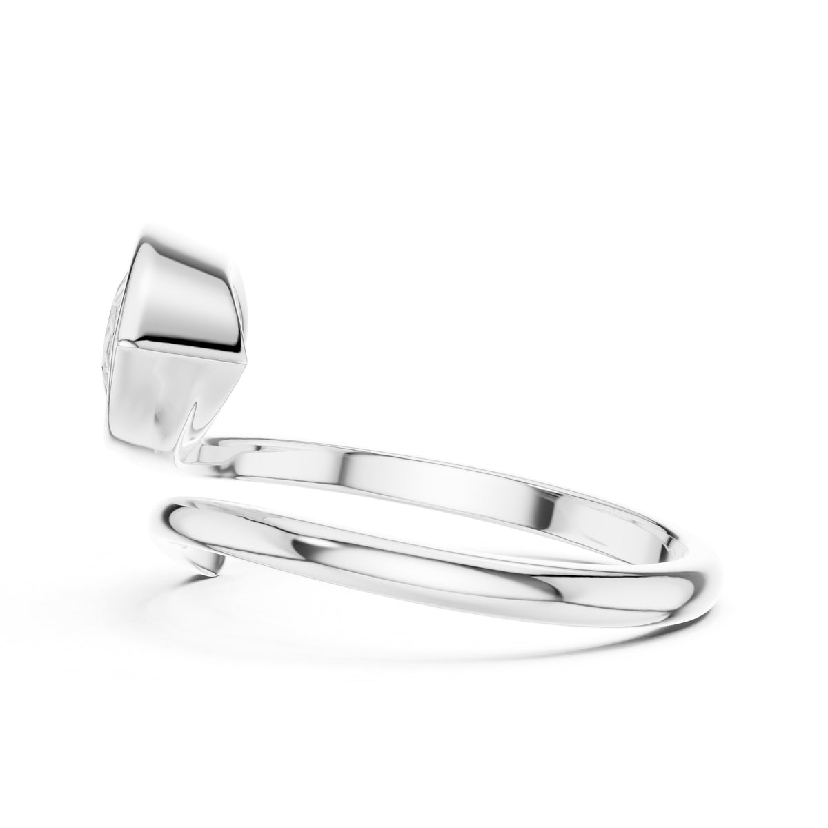 Swept Over The Finger Ring in white gold, side view