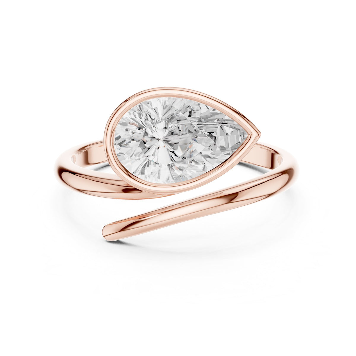 Swept Over The Finger Ring in rose gold, top view