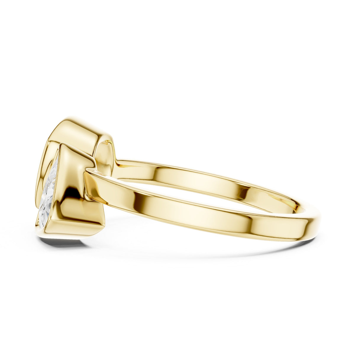 Two Stones On The Finger Ring in 18KT yellow gold, side view