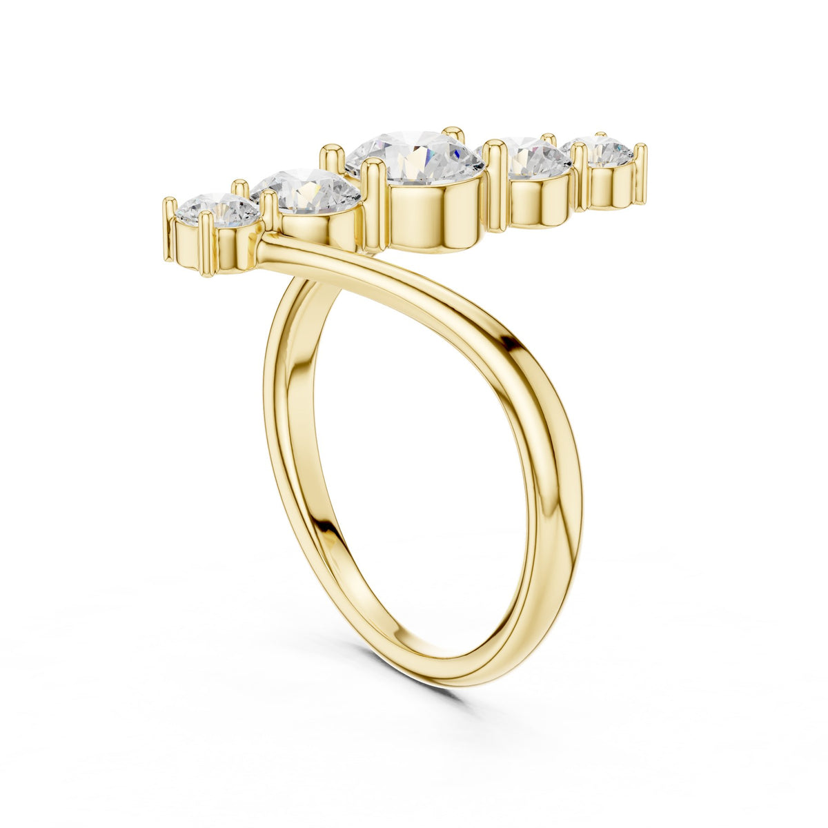 Up The Finger Ring in 18KT yellow gold, three-quarter view