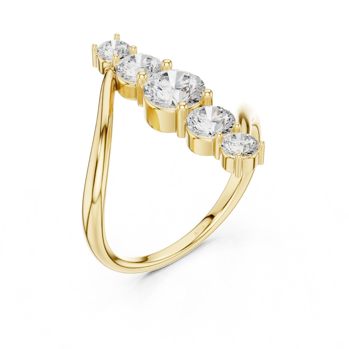 Up The Finger Ring in 18KT yellow gold, angled view