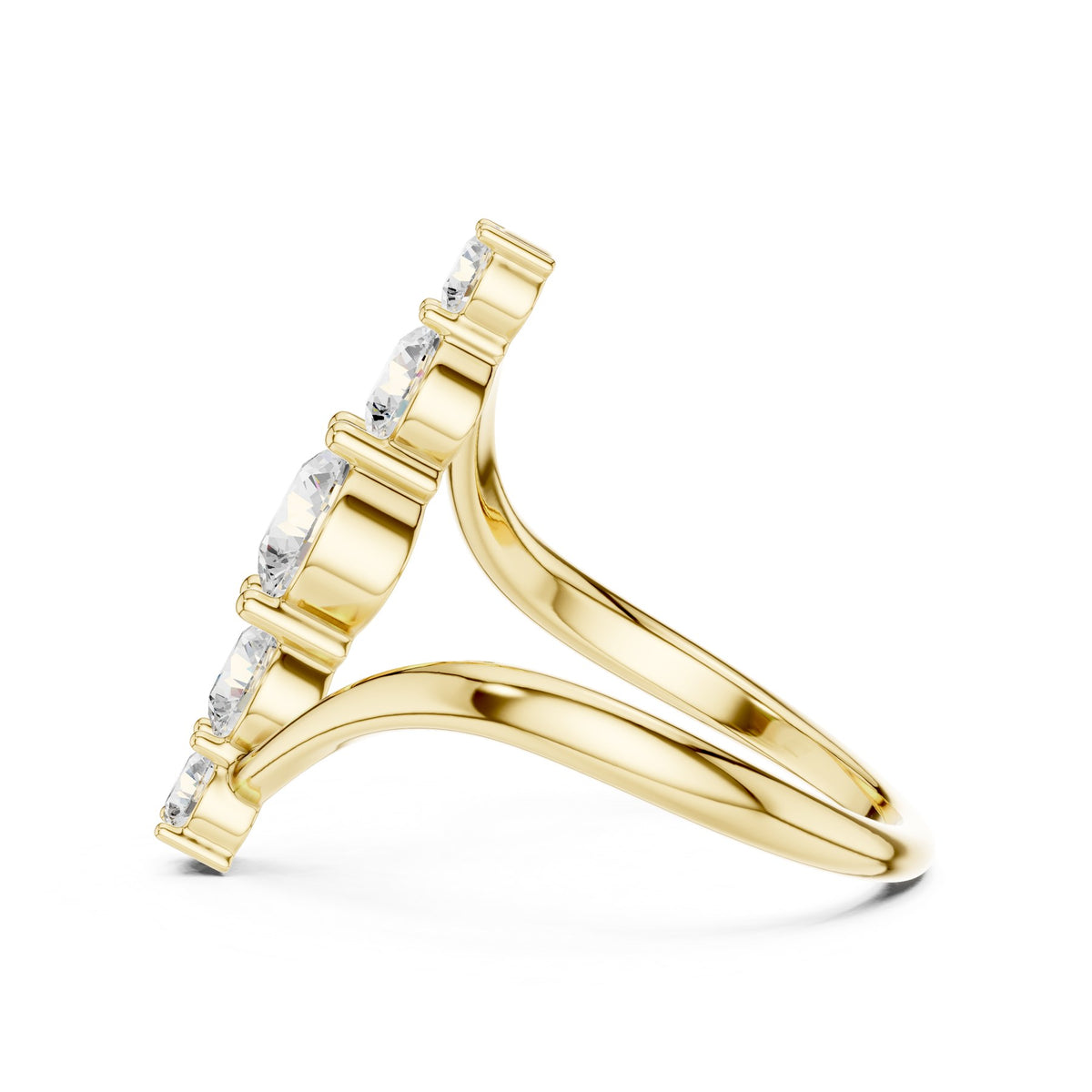 Up The Finger Ring in 18KT yellow gold, side view