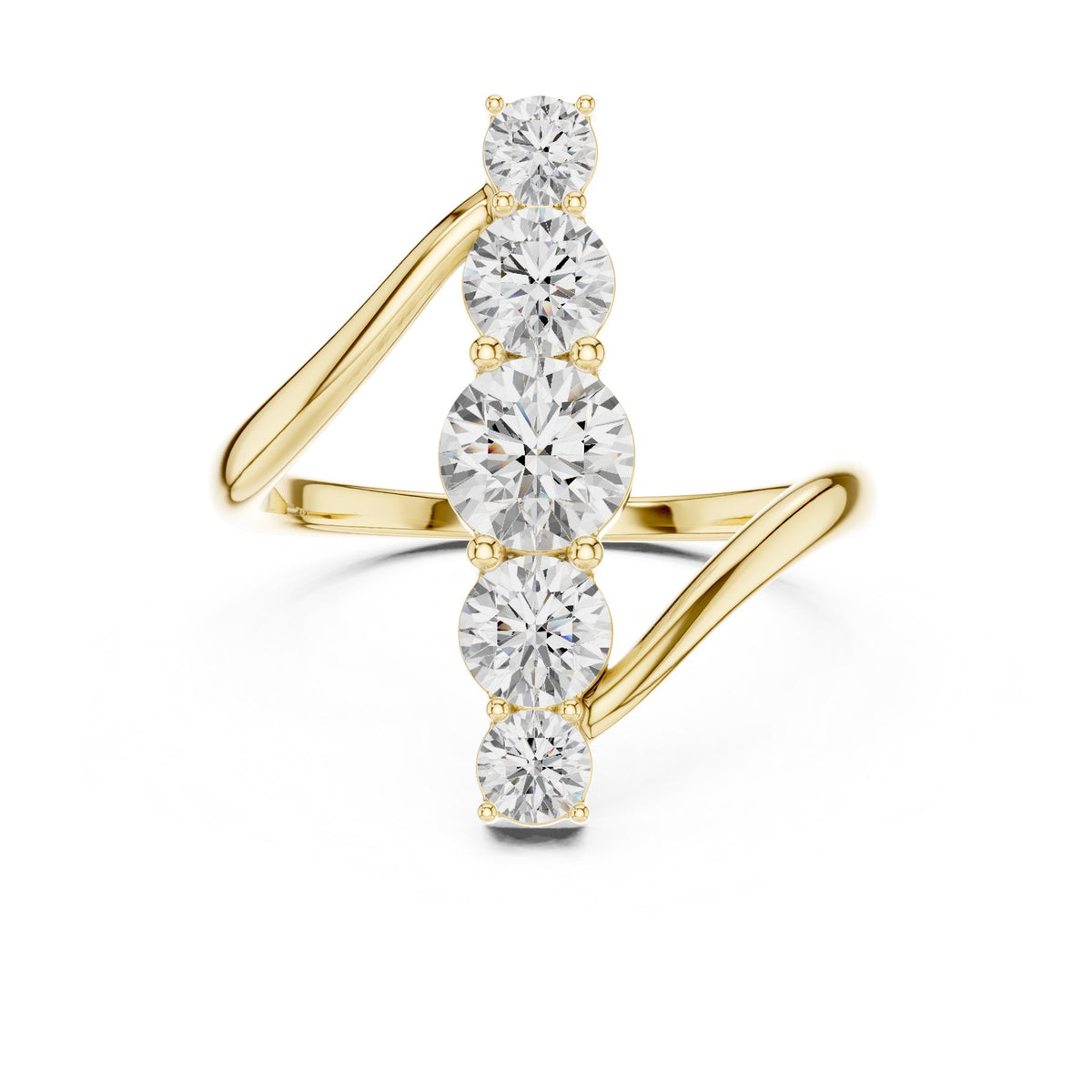 Up The Finger Ring in 18KT yellow gold, top view