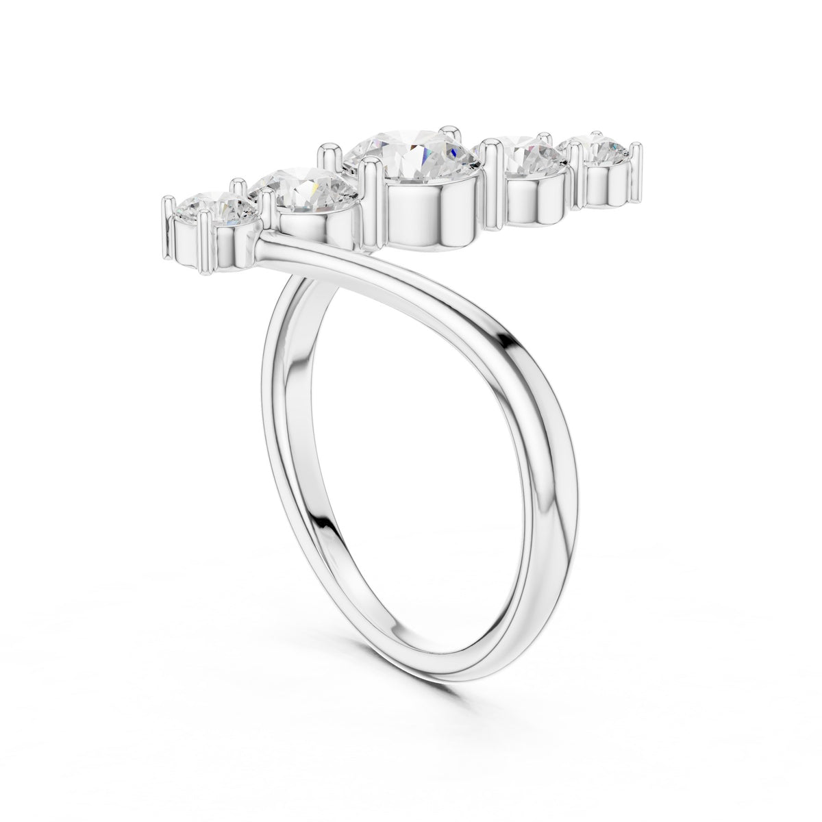 Up The Finger Ring in white gold, three-quarter view