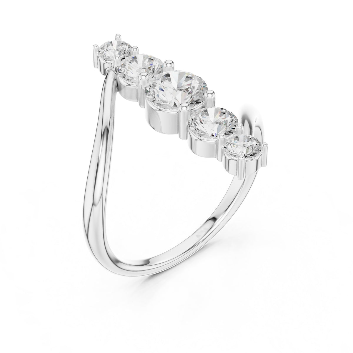 Up The Finger Ring in white gold, angled view