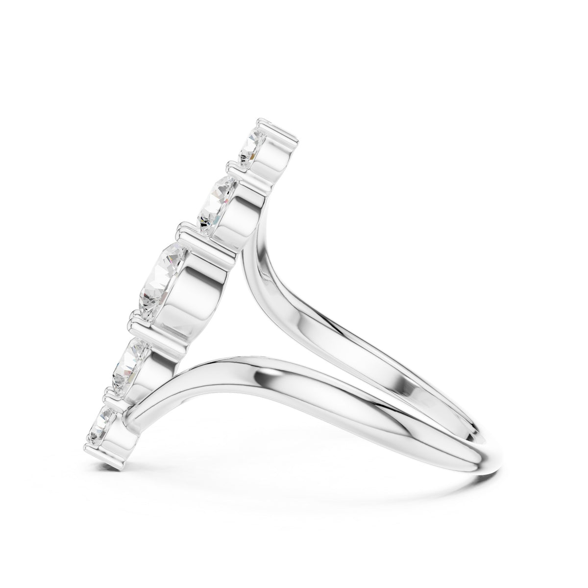 Up The Finger Ring in white gold, side view