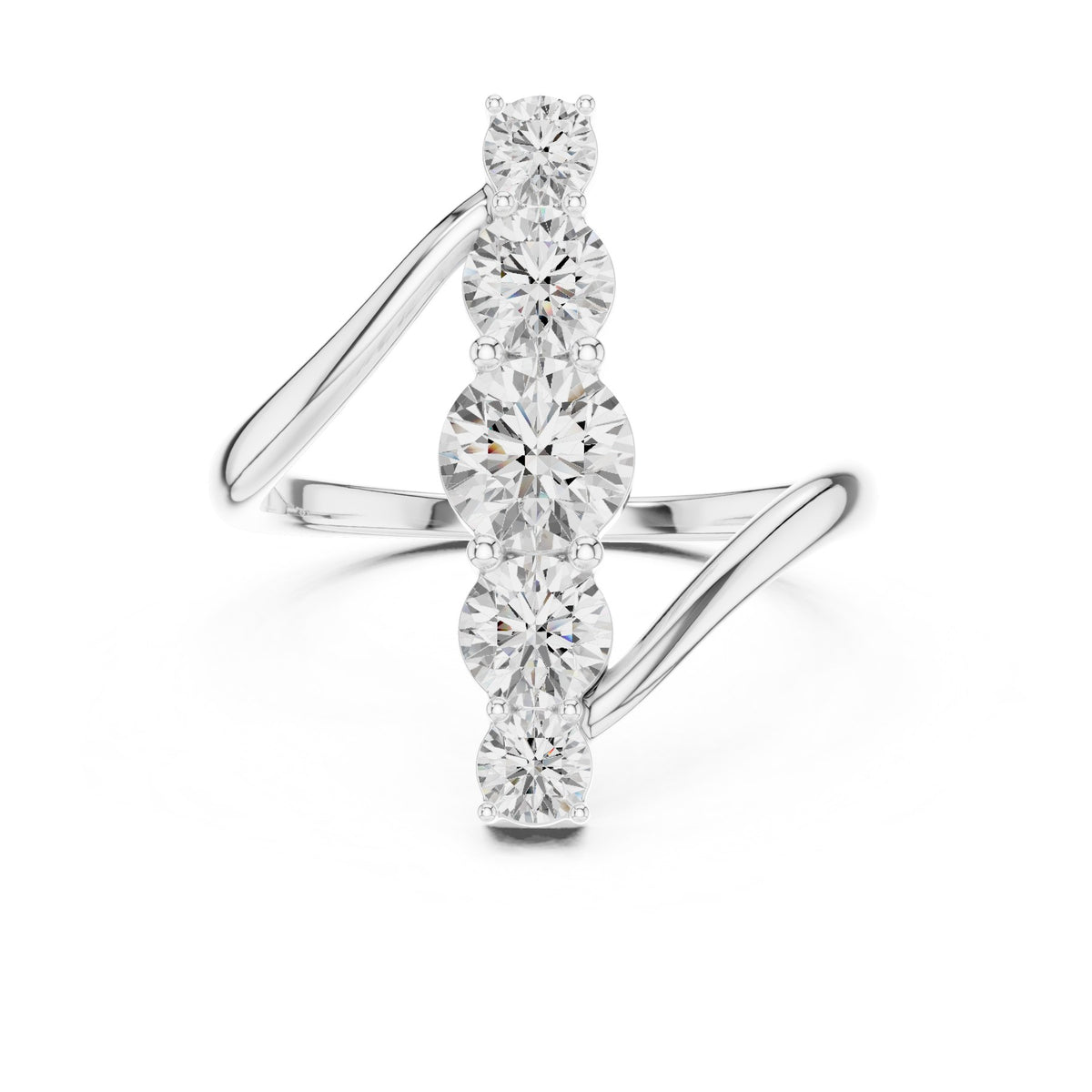 Up The Finger Ring in white gold, top view