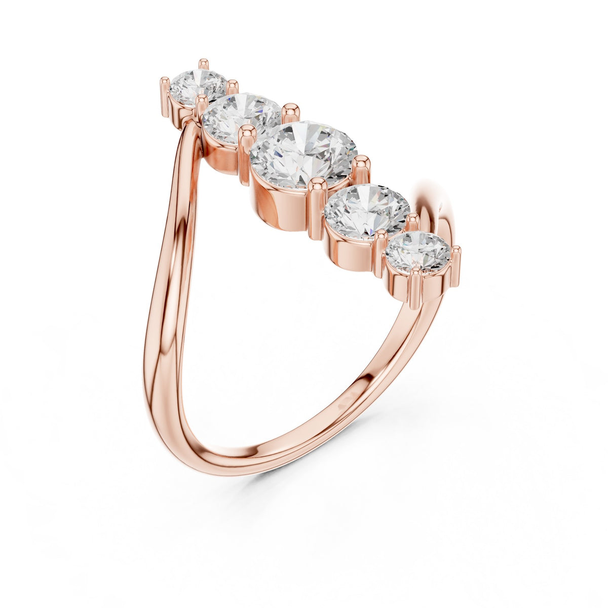 Up The Finger Ring in rose gold, angled view