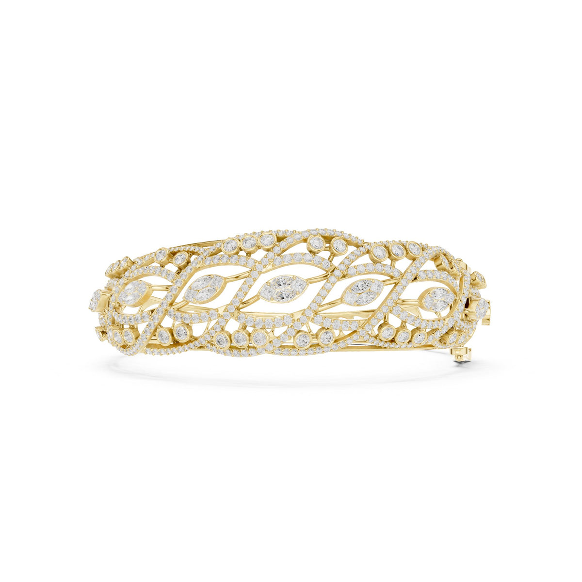 Wide On The Wrist Bangle in 18KT yellow gold, top view