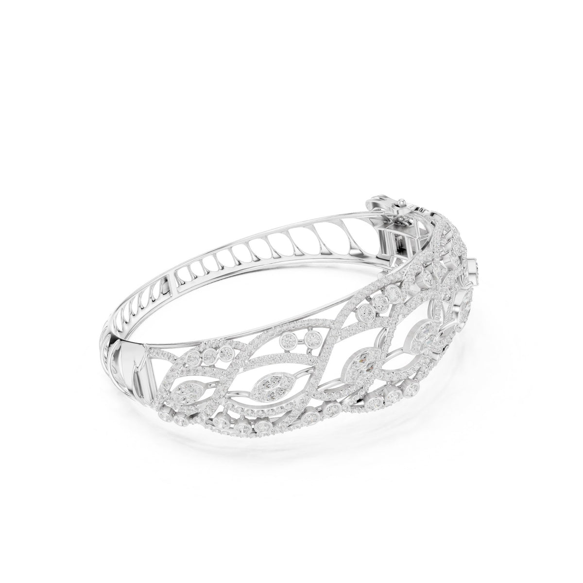 Wide On The Wrist Bangle in white gold, three-quarter view