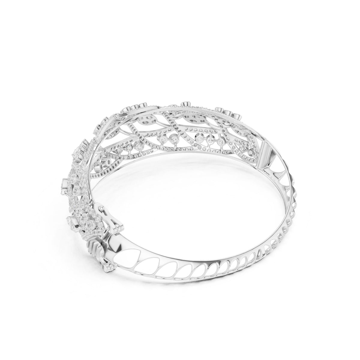 Wide On The Wrist Bangle in white gold, angled view