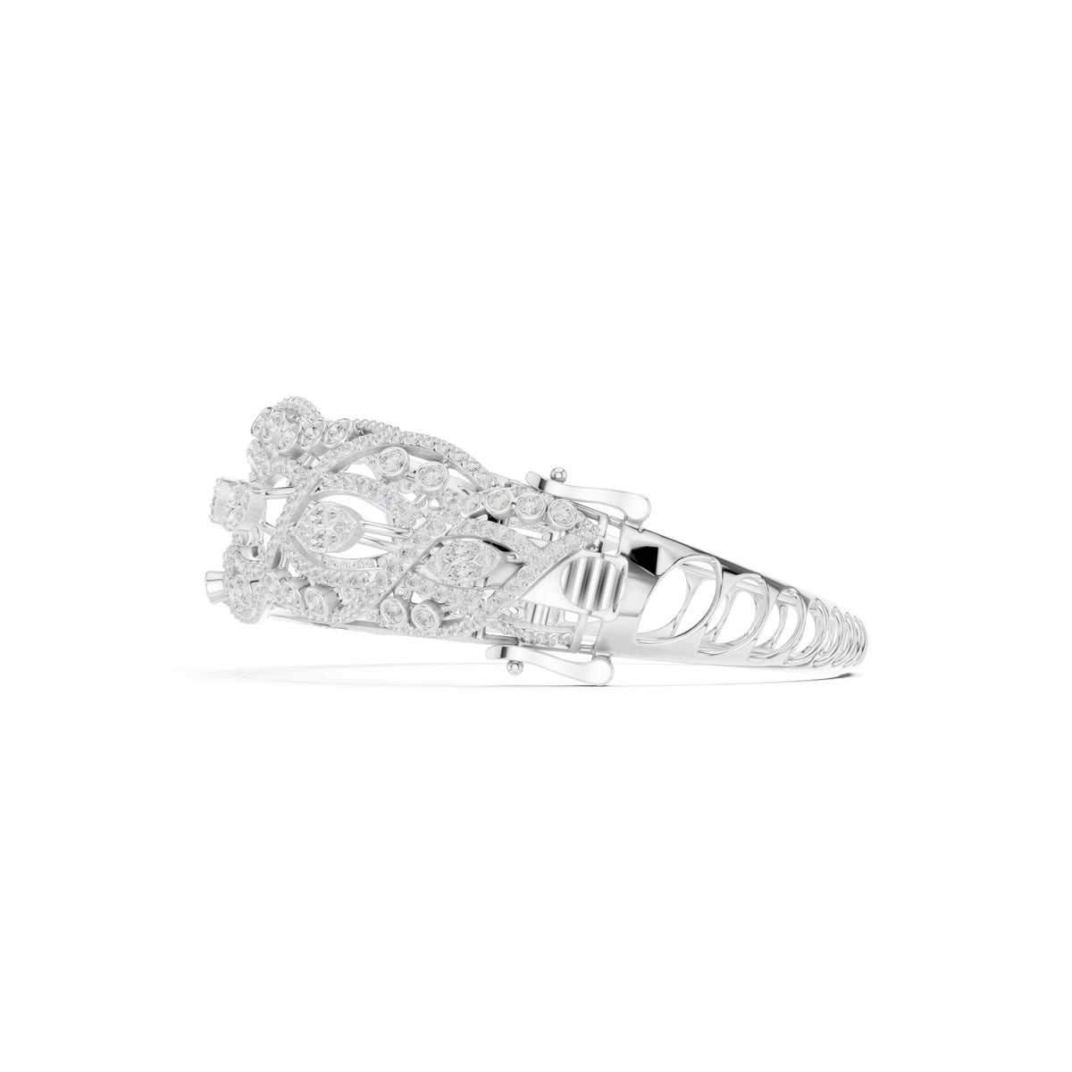 Wide On The Wrist Bangle in white gold, side view