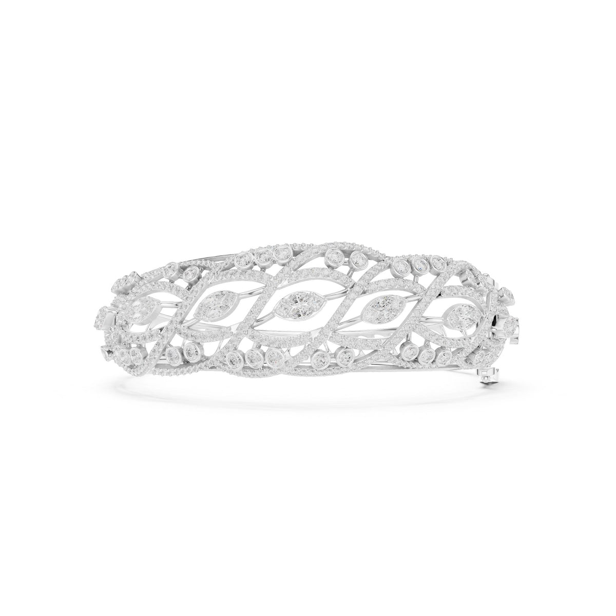 Wide On The Wrist Bangle in white gold, top view