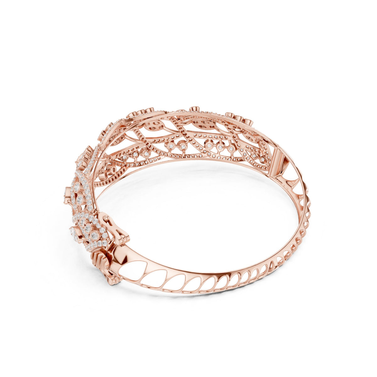 Wide On The Wrist Bangle in rose gold, angled view